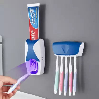 Wall-Mounted Automatic Toothpaste Dispenser With Brush Holder