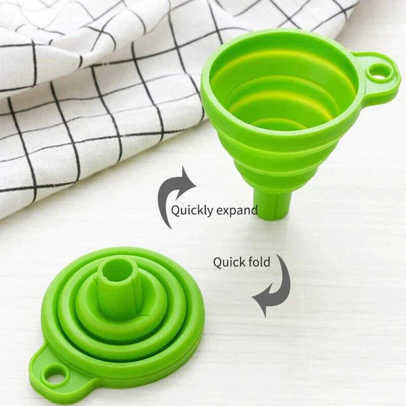 Collapsible Foldable Silicone Funnel — Kitchen & Travel Use