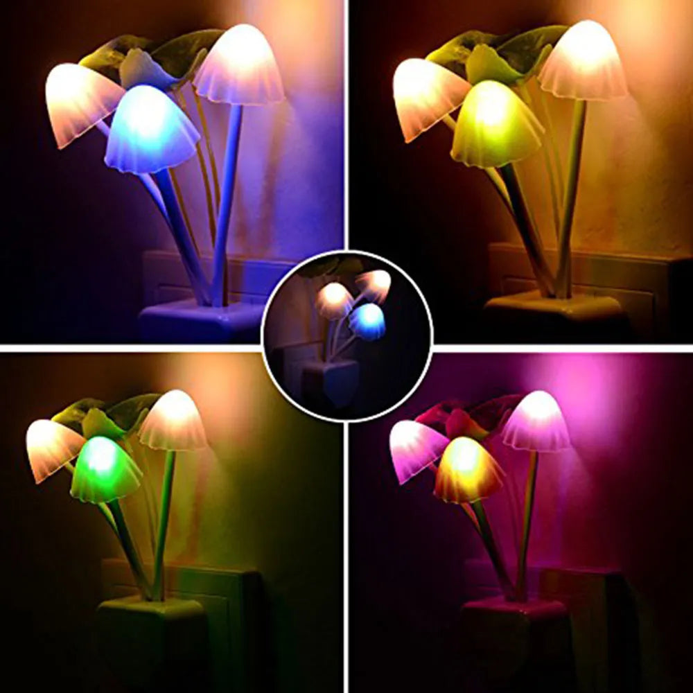 2-Piece Colorful Sensor LED Mushroom Night Light