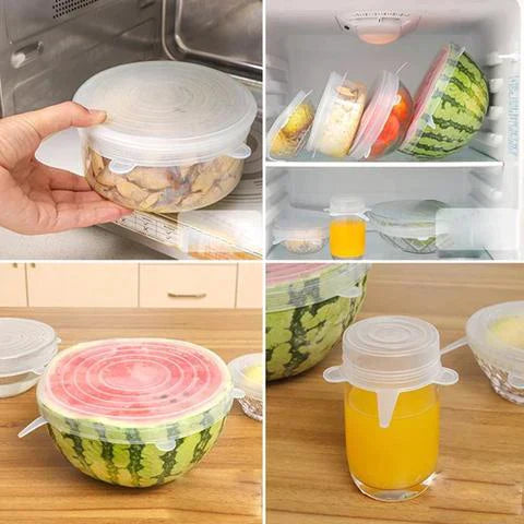 6-Pack Reusable Silicone Stretch Lid Covers — Food Saver